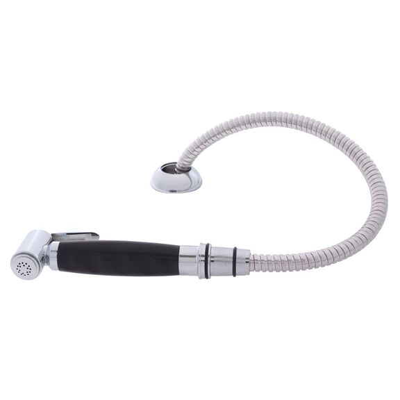 Deck-Mount Sprayer Hammer-Head Black Sprayer, 6' Stainless Steel Hose, Elite Holder image number 1