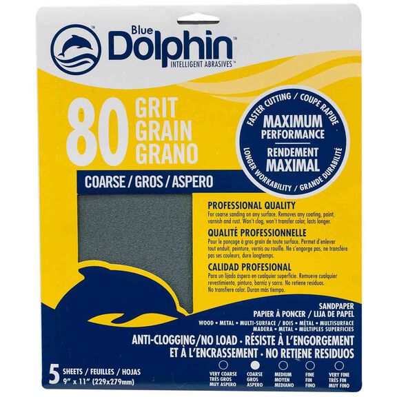 Pro Grade Sandpaper Sheets, 80 Grit, 5-Pack image number 0
