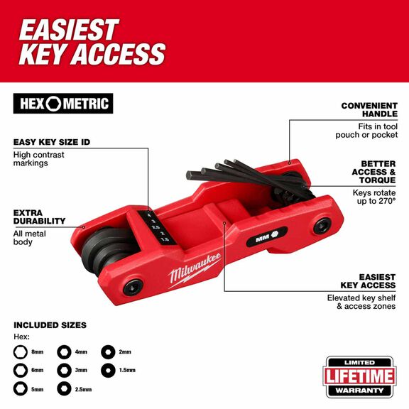 8-Key Metric Folding Hex Key Set image number 1