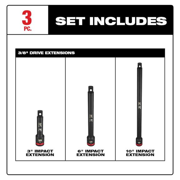 SHOCKWAVE&trade; Impact Duty&trade; 3/8" Drive Extension Set, 3 Piece image number 1