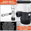 COMMODORE 1100 GPH / 12V A31-Series Non-Automatic Bilge Pump &ndash; Dual-Outlet Compatibility image number 4