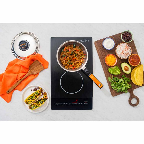 Bridge, Black, Two Burner Cooktop, Touch Control, Induction, w/Mat, Portrait, 120V image number 1