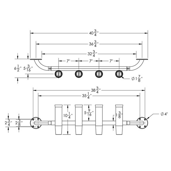 4-Rod Transom Mount Rod Holder image number 2