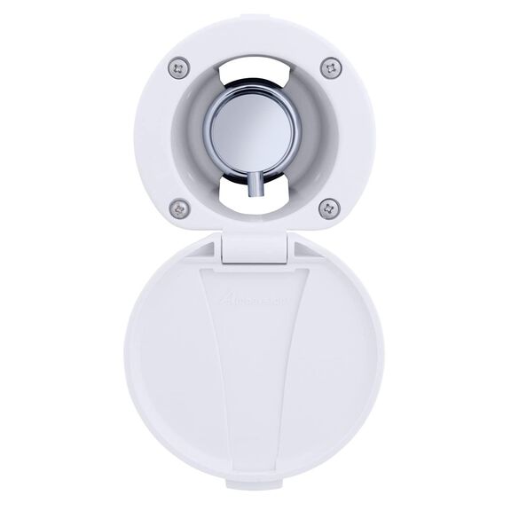 Aidack Recessed Control Valve Hot/Cold Mixer, Arctic White Cup & Lid, Chrome Aidack Handle image number 0
