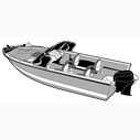 Styled-to-Fit Boat Cover for Narrow Aluminum V-Hull Fishing Boats with Walk-Thru Windshield image number 1