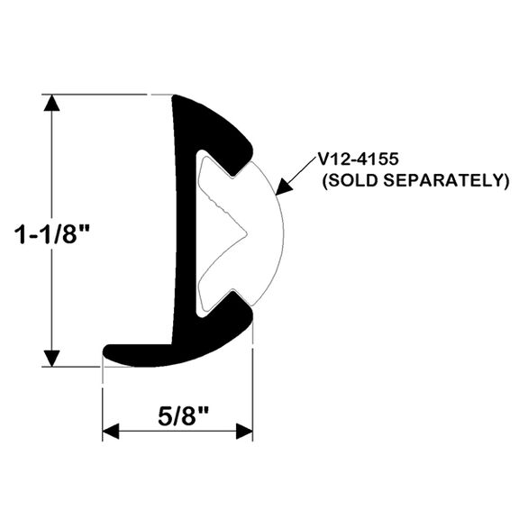 Aluminum Rub Rail 1 1/8"H x 5/8"W x 12'L, #8 Screws image number 2