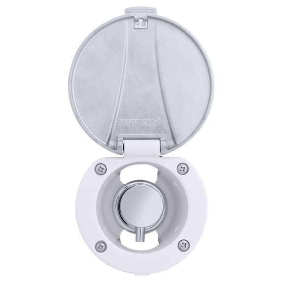 Aidack Recessed Control Valve Hot/Cold Mixer, Arctic White Cup with Stainless Steel Lid, Chrome Aidack Handle image number 1