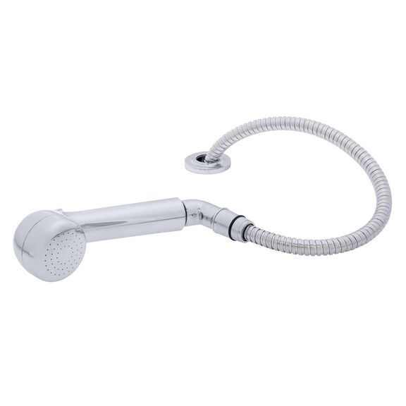 Deck-Mount Sprayer Large Chrome Sprayer No Hook, w/Elbow, 6' Stainless Steel Hose, Low Profile Holder image number 1