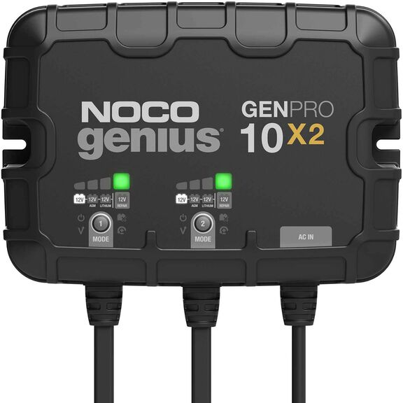 Noco Genius GENPRO10X2 Onboard Waterproof Marine Battery Charger with Precision Smart Charging, Battery Repair Mode and Advanced Temperature Compensation, 20 Amp, 12V, 2-Bank image number 0