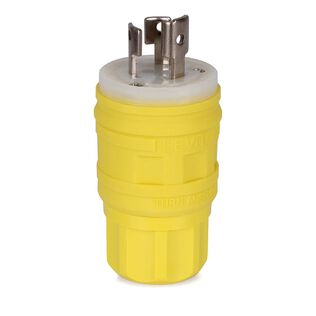 15 Amp 125 Volt Locking Plug, Industrial Grade, Grounding, NEMA L5-15P 2P-3W, Wetguard Watertight