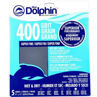 Wet/Dry Sandpaper Sheets, 400 Grit, 5-Pack