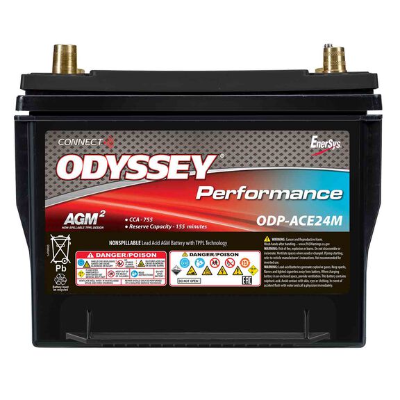 Odyssey Performance Group 24 Dual Purpose Marine AGM Battery with Bluetooth CONNECT Monitoring System, 755 Cold Cranking Amps, 155 Reserve Minutes image number 2