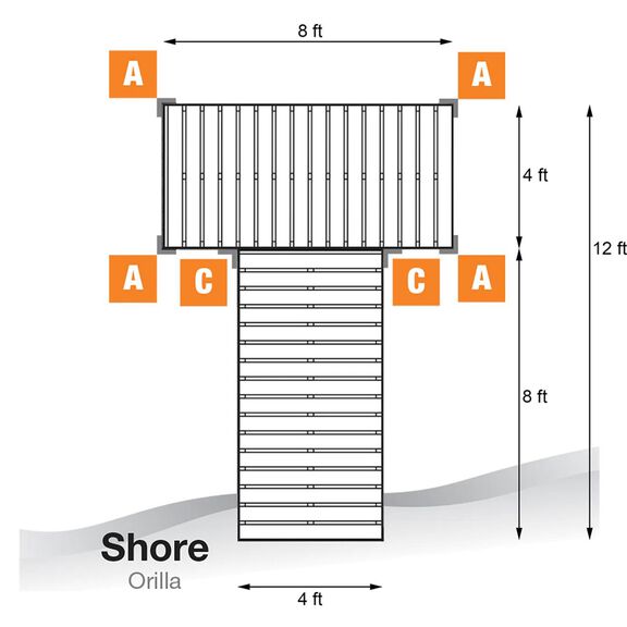 T-Shaped Aluminum Frame with Titan Platinum Decking Complete Dock Packages image number 1