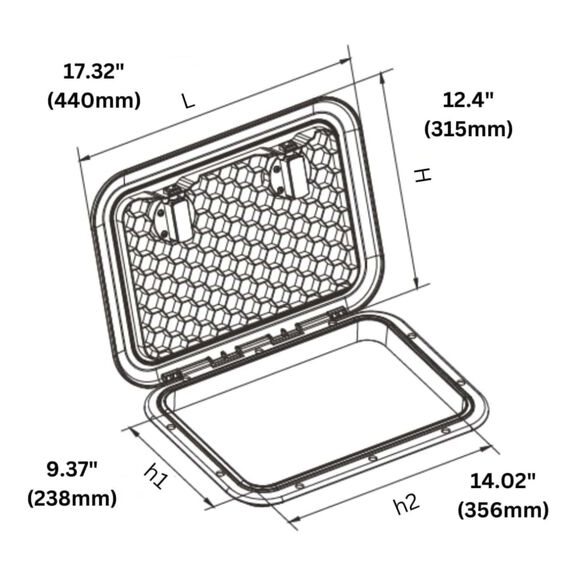 SEAFLO 17.32" x 12.4" White Locking Rectangular Deck Access Hatch image number 2