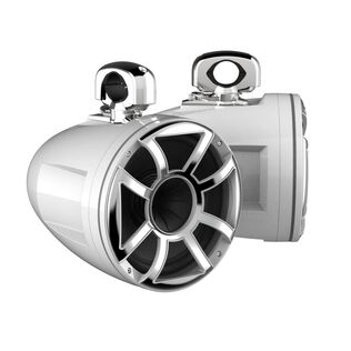 REV 12 HD White 12" Marine Tower Speakers with XS-W Grille & RGB LED Rings (Pair)