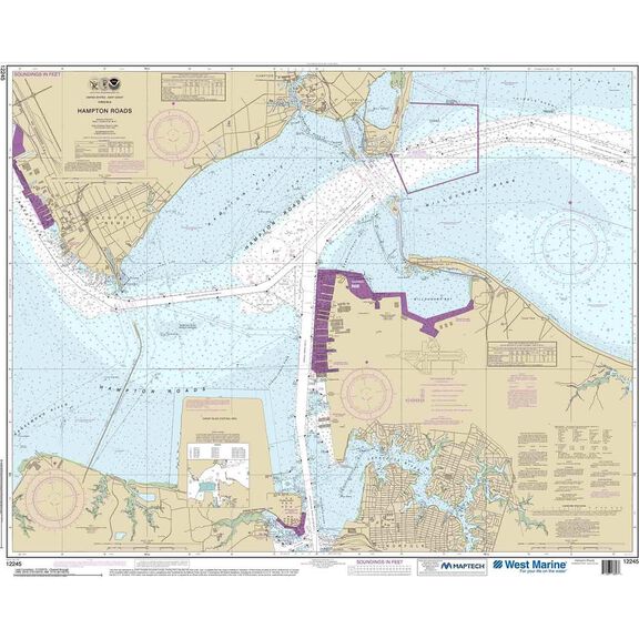 Maptech&reg; NOAA Recreational Waterproof Chart-Hampton Roads, 12245 image number 0