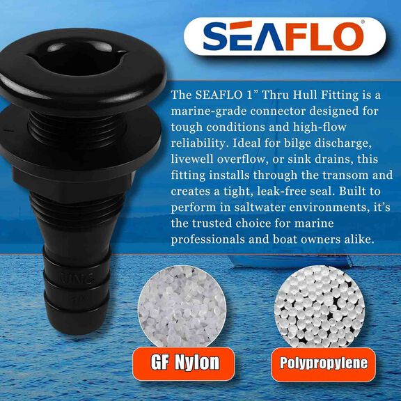 SEAFLO Thru Hull Fittings (Plastic) - 3/4" Black image number 1