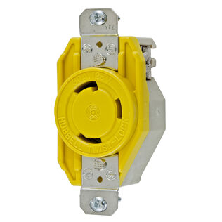 Hubbell Marine Twist-Lock Receptacle, 30A 125V, L5-30R, Yellow