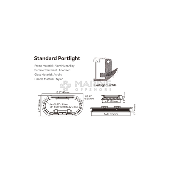 Standard Oval Portlight &ndash; 04 Series image number 1