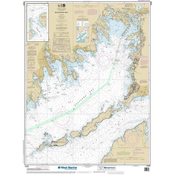 Maptech&reg; NOAA Recreational Waterproof Chart-Buzzards Bay; Quicks Hole, 13230 image number 0