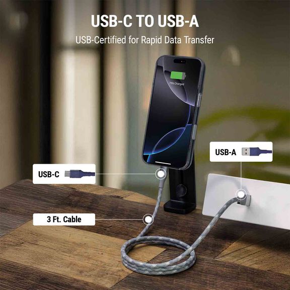 MagStack Magnetic Cable, USB-A to USB-C, 3 Feet image number 1
