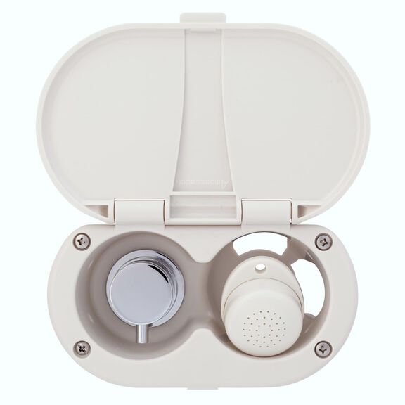Aidack Transom Shower Hot/Cold Mixer, Warm White Cup & Lid, Small Warm White Sprayer, 6' White Rubber Hose, Chrome Aidack Handle image number 4