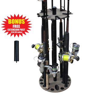 Barn Wood 24 Round Rod Rack w/Extension Post