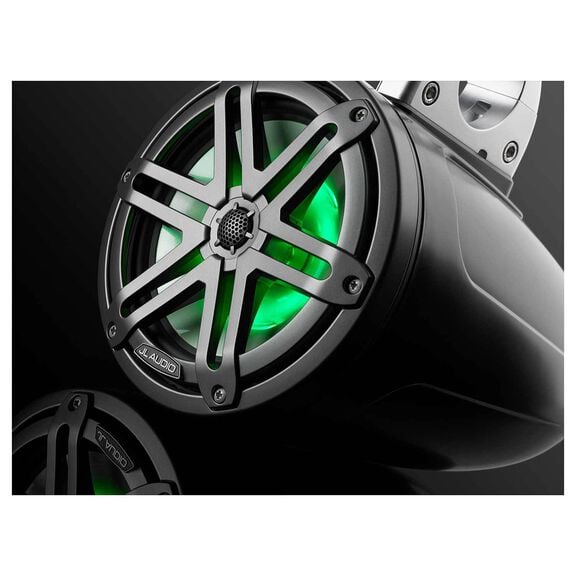 M3-770ETXv3-Sb-S-Gm-i 7.7" Enclosed Marine Coaxial Speaker System, Satin Black, Gunmetal Sport Grilles with RGB LED Lighting image number 3