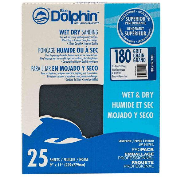 Wet/Dry Sandpaper Sheets, 180 Grit, 25-Pack image number 0