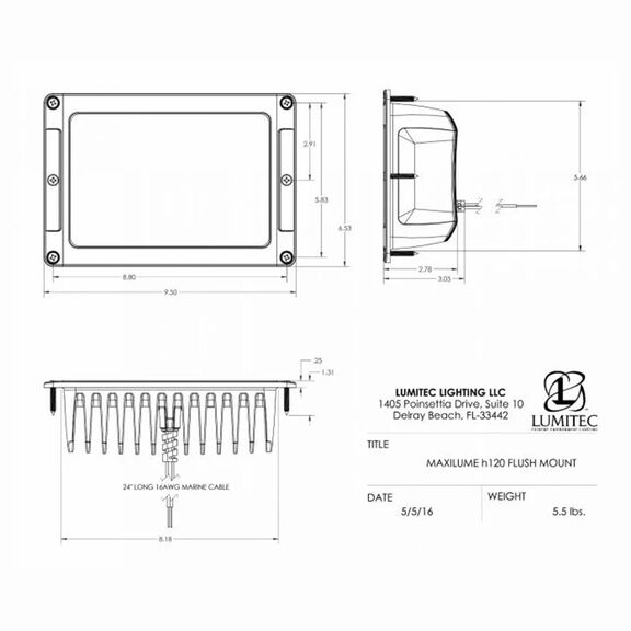 Maxillume h120 Flush Mount LED Floodlight, 12,000 Lumen, White Housing, White Dimming image number 3
