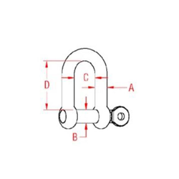 3/16" Standard D Shackle Non-Captive Pin image number 1