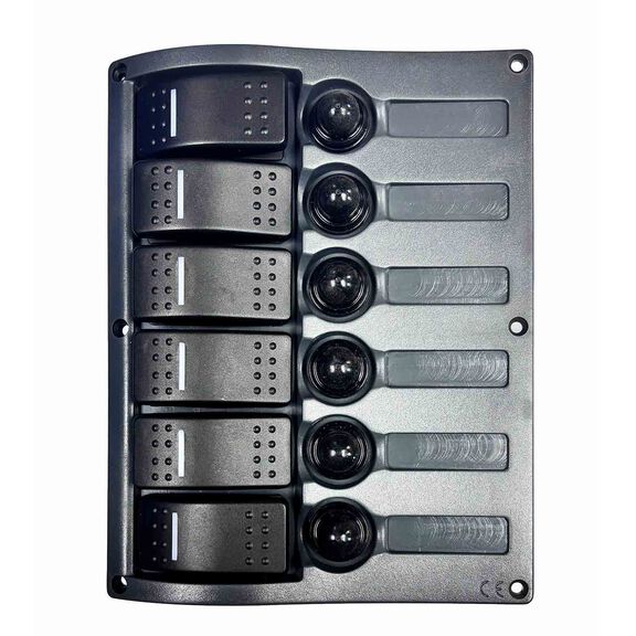 6 Position Streamline Water-resistant LED Switch Panel with Circuit Breakers image number 0