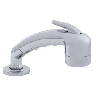 Deck-Mount Sprayer Small Chrome Sprayer No Hook w/Elbow, 6' Stainless Steel Hose, Low Profile Holder