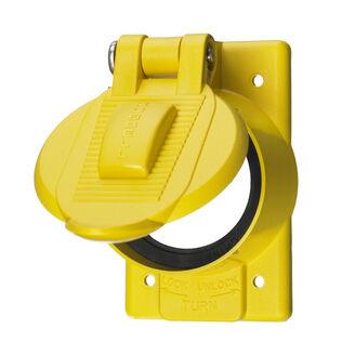 Hubbell Marine Weatherproof  Receptacle Cover, 50A, Yellow