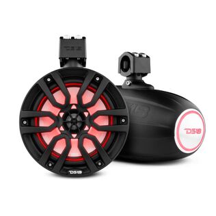 HYDRO 8" Marine Tower Speakers with Integrated RGB LED Lights, 375 Watts, Black
