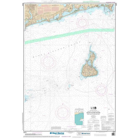 Maptech&reg; NOAA Recreational Waterproof Chart-Block Island Sound Point Judith to Montauk Point, 13215 image number 0