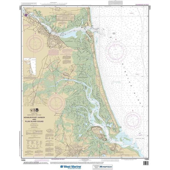 Maptech&reg; NOAA Recreational Waterproof Chart-Newburyport Harbor and Plum Island Sound, 13282 image number 0