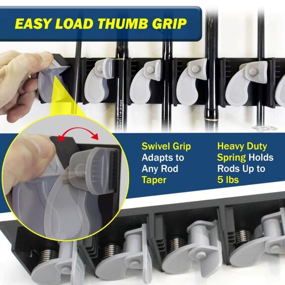 6 Fishing Rod Wall Rack One - Piece Design 4PK image number 1