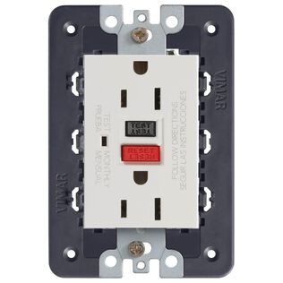 Vimar Eikon 21296.N 3-Module GFCI Duplex USA Outlet 15A 125V, Silver