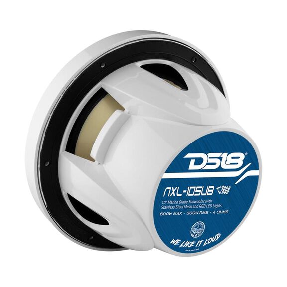 HYDRO 10" Marine Subwoofer with Integrated RGB Lights, 600 Watts SVC, 4-Ohm, White image number 4