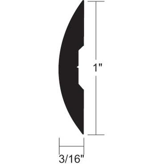 Aluminum Rub Rail - 1"H x 3/16"W x 12'L, #6 Screws image number 0