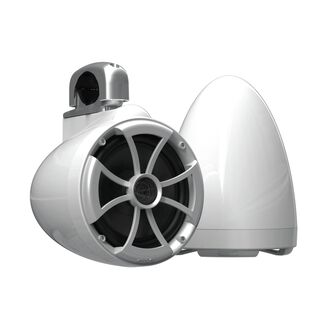 Wet Sounds ICON 8 White V2 Series 8" Marine Tower Speakers with Silver Aluminum Fixed Clamps (Pair)