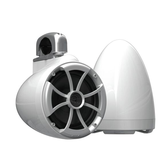Wet Sounds ICON 8 White V2 Series 8" Marine Tower Speakers with Silver Aluminum Fixed Clamps (Pair) image number 0