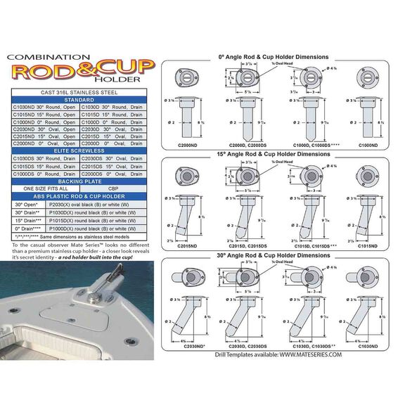 Combination Rod and Cup Holder Round Top 0&deg; Rod Angle Open at Bottom image number 1
