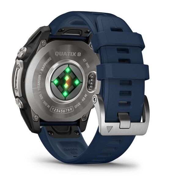 Quatix 8&nbsp;Nautical Smartwatch&nbsp;Sapphire Titanium Bezel with Captain Blue Silicone 47mm Band image number 1