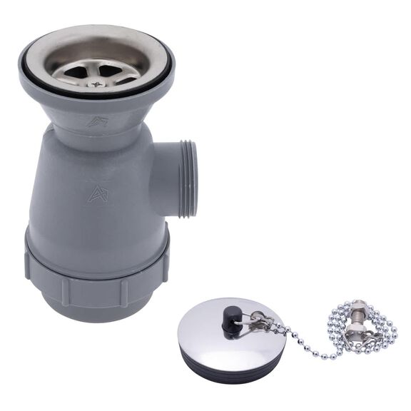 2" Drain, Trap Sink Drain, 1-1/4"-M Thread, w/Chain Stopper Brushed Finish image number 0