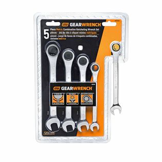 5 Piece 72-Tooth 12 Point Ratcheting Combination Metric Wrench Set