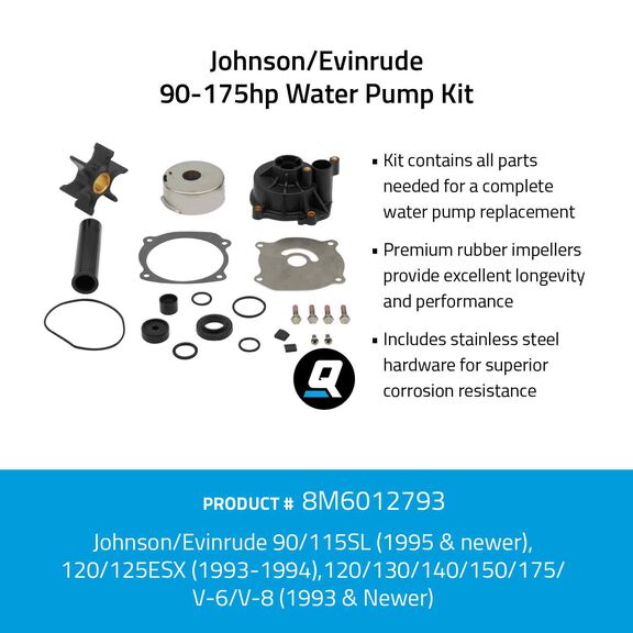 Quicksilver 8M6012793 Water Pump Kit - Johnson/Evinrude 90-175hp image number 1