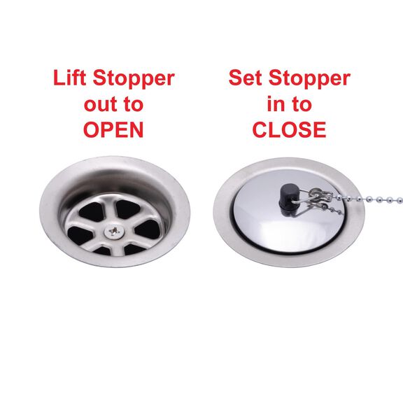 2" Drain, Trap Sink Drain, 3/4" & 1" Hose Barb, w/Chain Stopper Brushed Finish image number 2