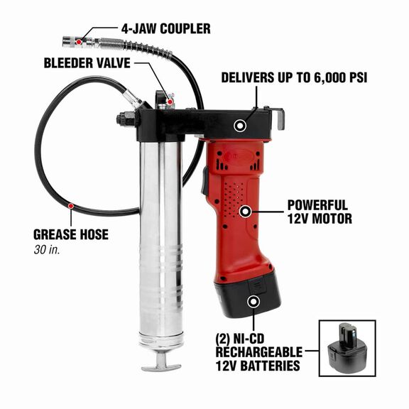 Workforce 12V Cordless Grease Gun Kit with 2 Ni-Cd Batteries image number 2